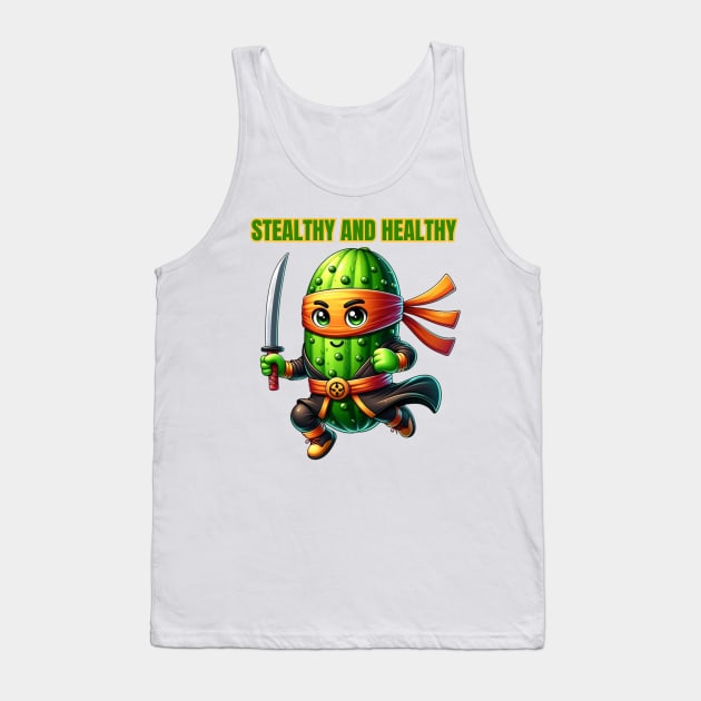 Ninja Cucumber - Stealthy and Healthy Fitness Tee Tank Top by vk09design